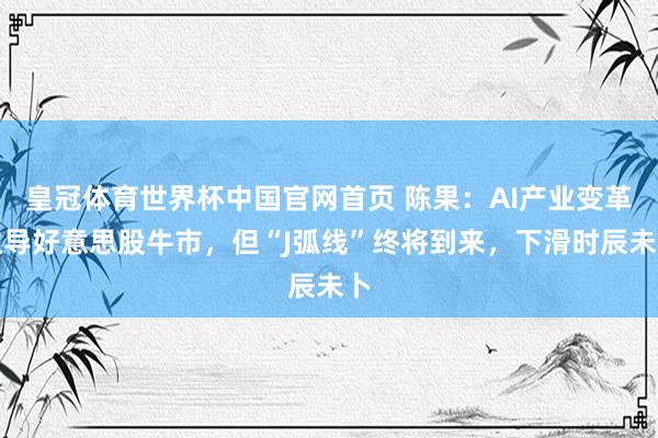 皇冠体育世界杯中国官网首页 陈果:AI产业变革主导好意思股牛市,但“J弧线”终将到来,下滑时辰未卜