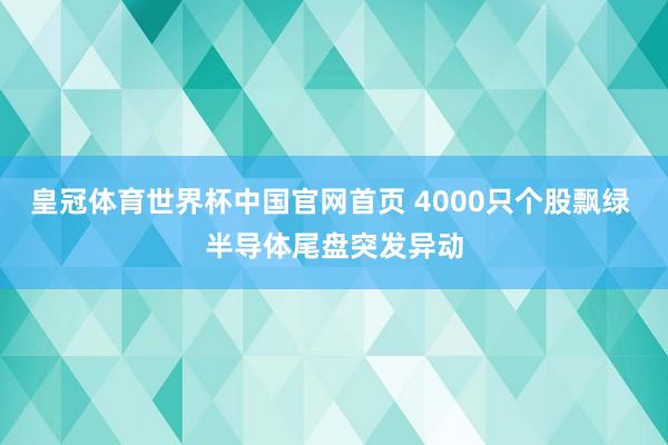 皇冠体育世界杯中国官网首页 4000只个股飘绿 半导体尾盘突发异动