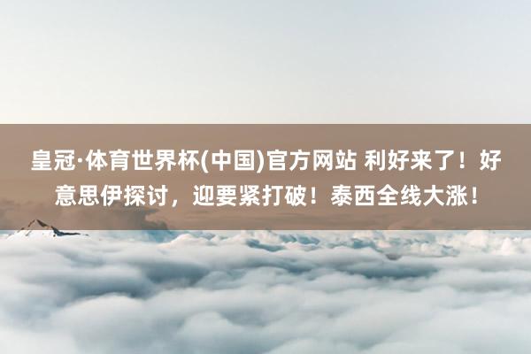 皇冠·体育世界杯(中国)官方网站 利好来了!好意思伊探讨,迎要紧打破!泰西全线大涨!