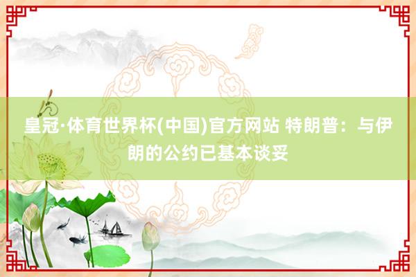 皇冠·体育世界杯(中国)官方网站 特朗普:与伊朗的公约已基本谈妥