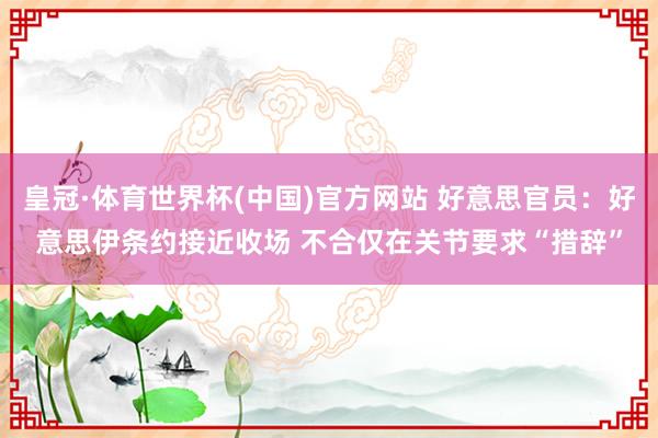 皇冠·体育世界杯(中国)官方网站 好意思官员:好意思伊条约接近收场 不合仅在关节要求“措辞”