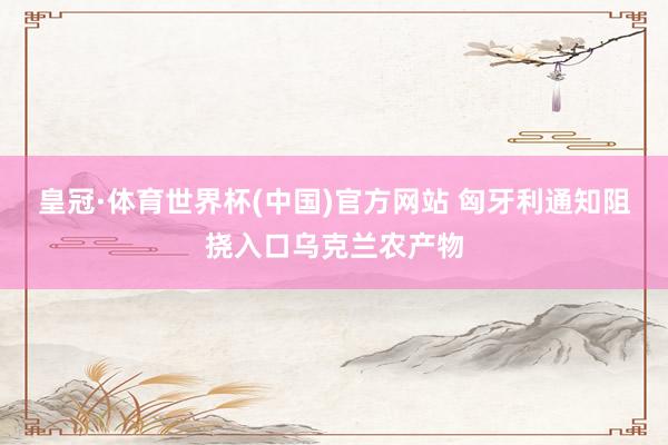 皇冠·体育世界杯(中国)官方网站 匈牙利通知阻挠入口乌克兰农产物