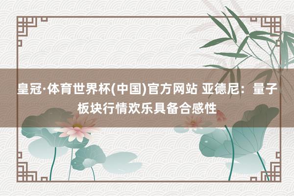 皇冠·体育世界杯(中国)官方网站 亚德尼:量子板块行情欢乐具备合感性
