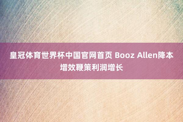 皇冠体育世界杯中国官网首页 Booz Allen降本增效鞭策利润增长
