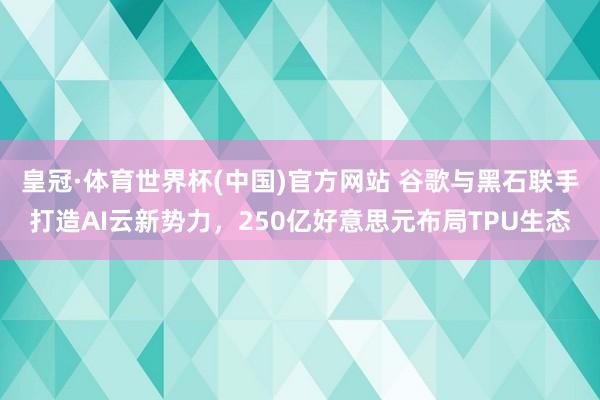 皇冠·体育世界杯(中国)官方网站 谷歌与黑石联手打造AI云新势力,250亿好意思元布局TPU生态