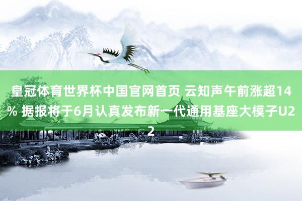 皇冠体育世界杯中国官网首页 云知声午前涨超14% 据报将于6月认真发布新一代通用基座大模子U2