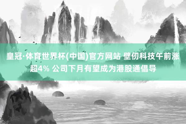 皇冠·体育世界杯(中国)官方网站 壁仞科技午前涨超4% 公司下月有望成为港股通倡导
