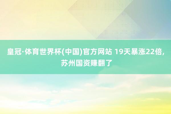 皇冠·体育世界杯(中国)官方网站 19天暴涨22倍, 苏州国资赚翻了