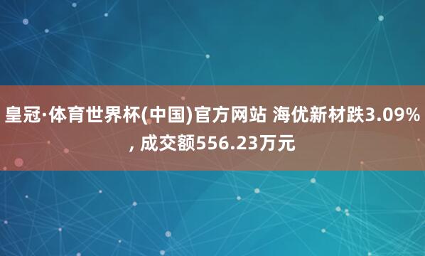 皇冠·体育世界杯(中国)官方网站 海优新材跌3.09%， 成交额556.23万元