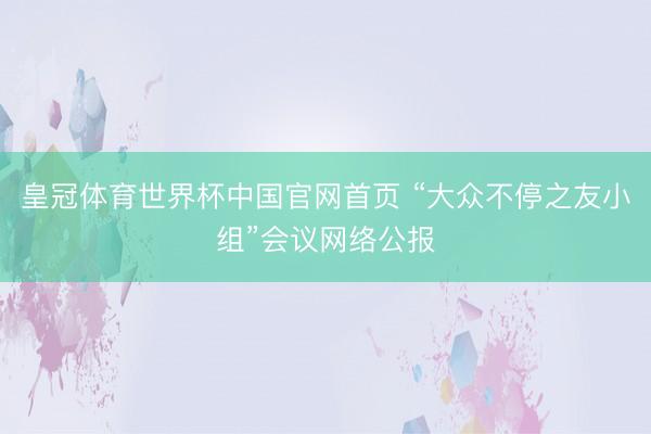 皇冠体育世界杯中国官网首页 “大众不停之友小组”会议网络公报