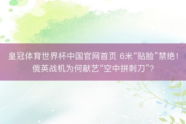 皇冠体育世界杯中国官网首页 6米“贴脸”禁绝!俄英战机为何献艺“空中拼刺刀”?