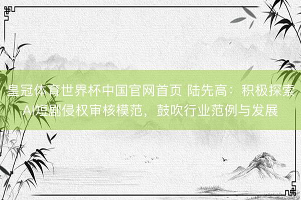 皇冠体育世界杯中国官网首页 陆先高:积极探索AI短剧侵权审核模范,鼓吹行业范例与发展