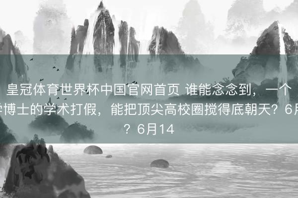 皇冠体育世界杯中国官网首页 谁能念念到,一个退学博士的学术打假,能把顶尖高校圈搅得底朝天?6月14