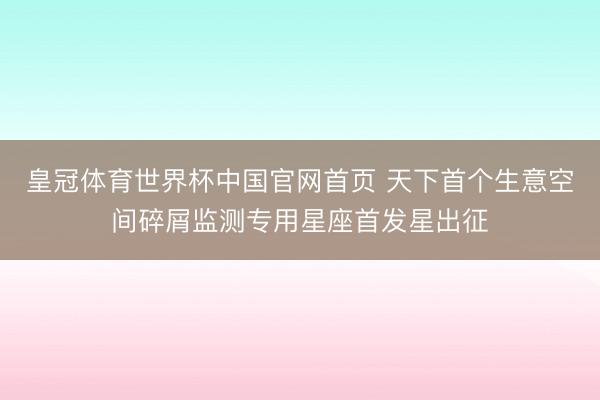 皇冠体育世界杯中国官网首页 天下首个生意空间碎屑监测专用星座首发星出征